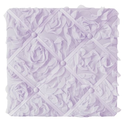 Purple Floral Rose 13in Fabric Memory Photo Bulletin Board - Lavender Flower Luxurious Elegant Princess Vintage Boho Shabby Chic