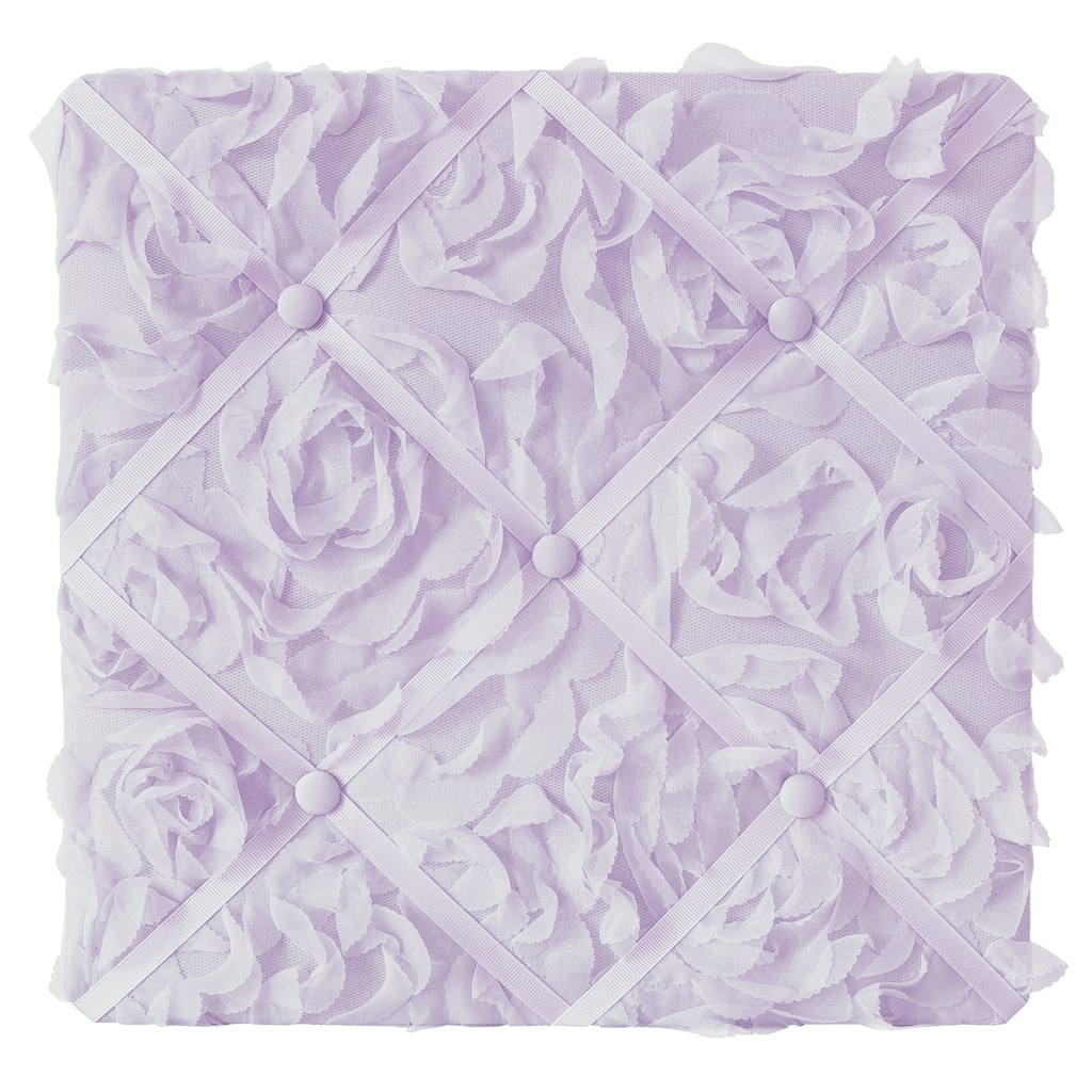 Purple Floral Rose 13in Fabric Memory Photo Bulletin Board - Lavender Flower Luxurious Elegant Princess Vintage Boho Shabby Chic
