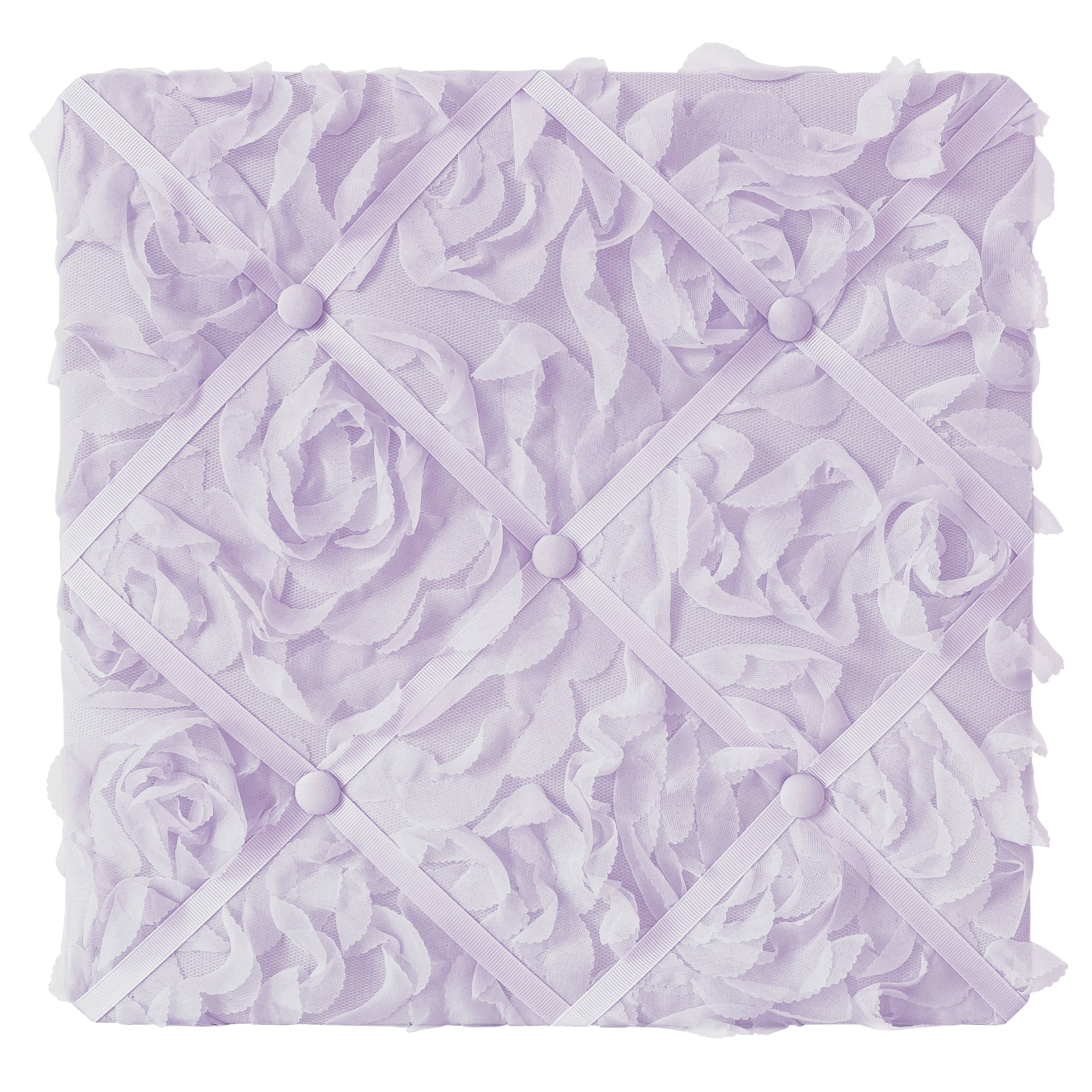 Purple Floral Rose 13in Fabric Memory Photo Bulletin Board - Lavender Flower Luxurious Elegant Princess Vintage Boho Shabby Chic