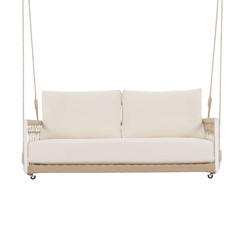 1-Piece Woven Rope Outdoor Swing Sofa - Beige