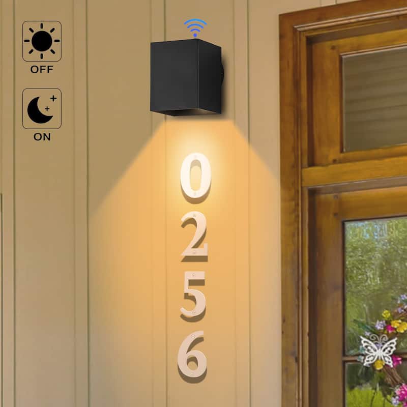Matte Black Dusk to Dawn Outdoor Wall Lights with Door Numbers and Bulb Included - Matte-Black