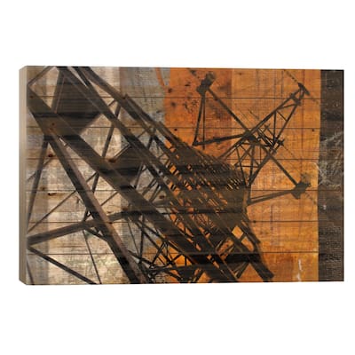 High-Voltage Tower Print On Wood by Irena Orlov - Multi-Color