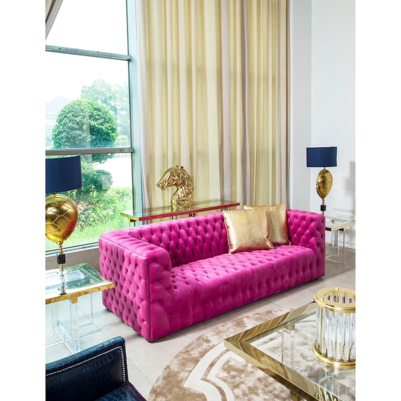 Pasargad Home Vicenza Velvet Tufted Sofa - L89.37"XD36.22"XH30"