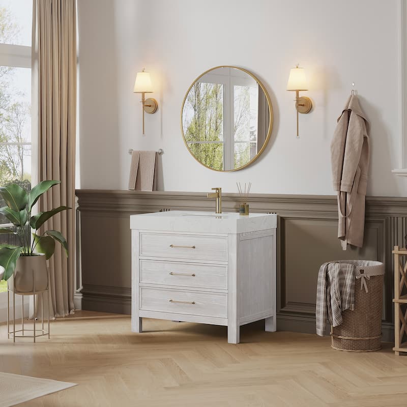 Leon 36 in. Single Bathroom Vanity with Composite Stone Top