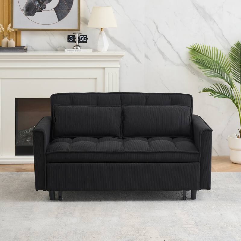 55" 3-in-1 Double Pull-Out Sofa Bed for Living Room