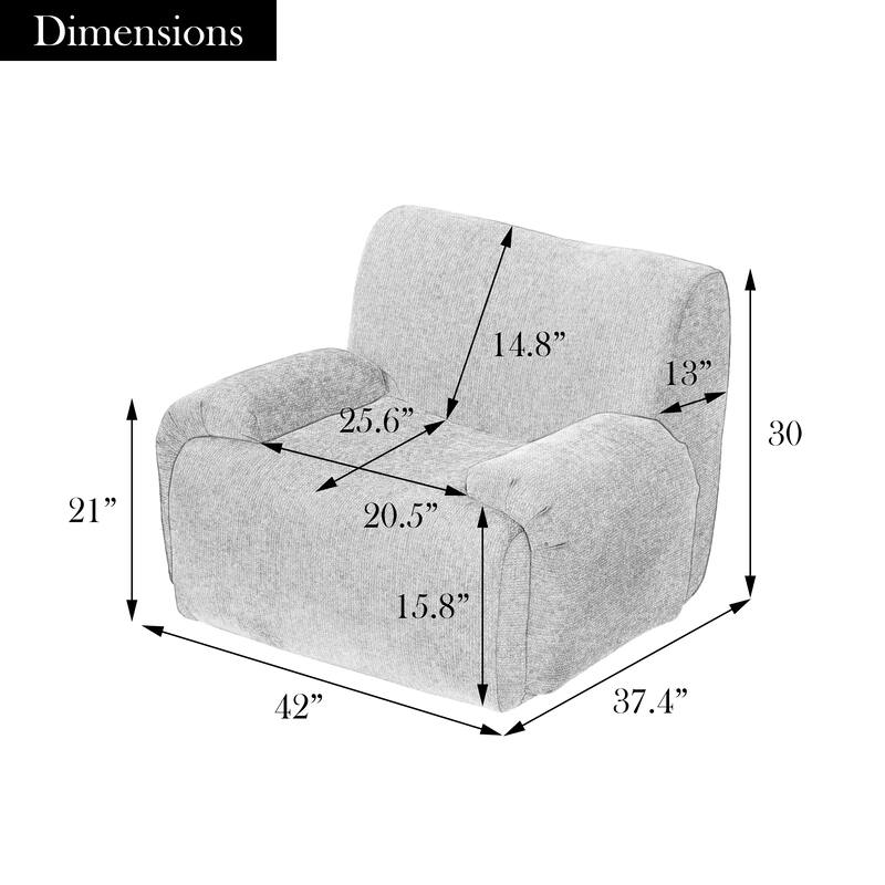 42''W Modern Chenille Upholstered Accent Chair with Deep Seats-No Assembly