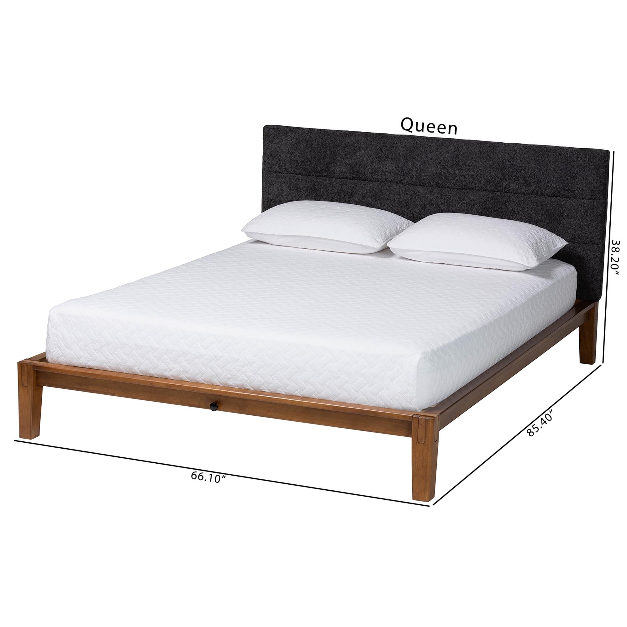 Baxton Studio Mariette Japandi Dark Grey Teddy Fabric and Walnut