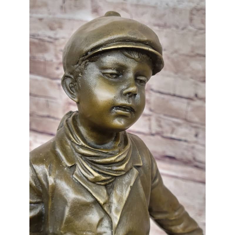 Hand Made Original Signed Artwork Caddy Boy Golfer Bronze Sculpture Trophy Artwork