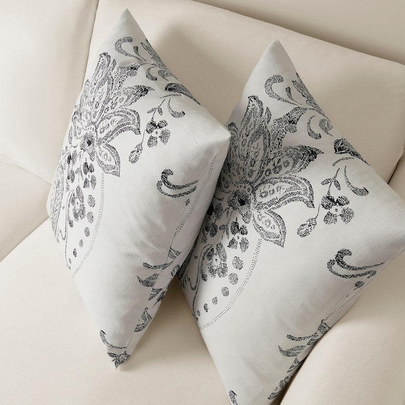 Exclusive Fabrics Printed Cotton Throw Pillow Covers 18 X 18 - Textured Decorative Pillow Covers (Set of 2)