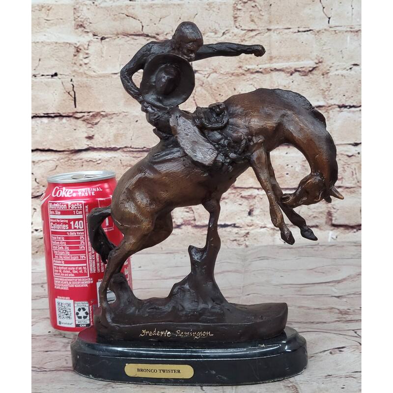 Bronco Twister Frederic Remington Cowboy Bronze Statue Sculpture Western 10 Inches X 10 Inches