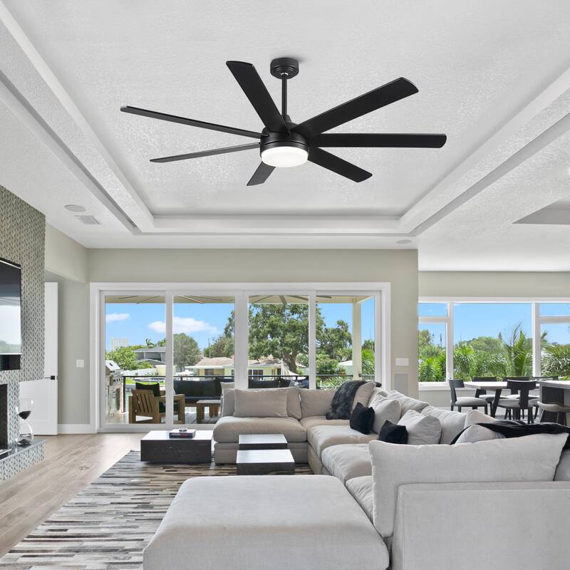 Dual-Tone Wood Blades Ceiling Fan Light with Dimmable 3-Color LED & 6-Speed Remote Control, Timer and Memory Function