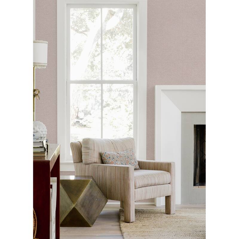 Brewster Glen Pink Linen Wallpaper
