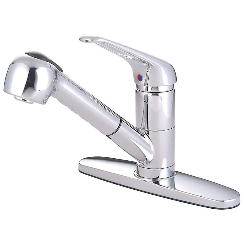 Kingston Brass Legacy Kitchen Faucet with Deck Plate and Metal Lever - Polished Chrome