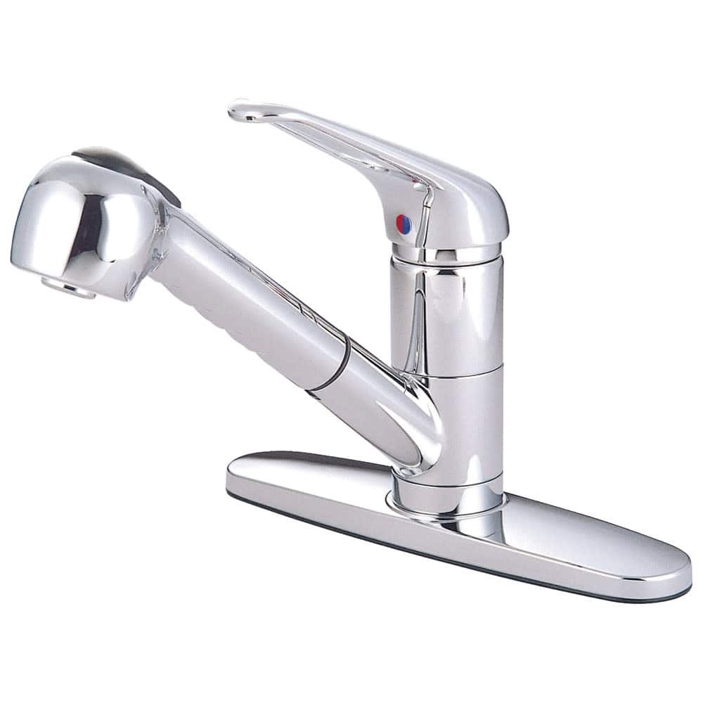 Kingston Brass Legacy Kitchen Faucet with Deck Plate and Metal Lever