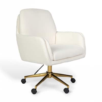 Martha Stewart Upholstered Swivel Home Office Chair with Double Cushions - 26.75"W x 29.25"D x 35" - 38.25"H