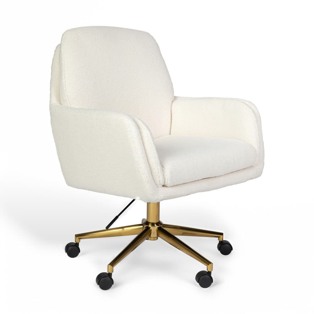 Martha Stewart Upholstered Swivel Home Office Chair with Double Cushions - 26.75"W x 29.25"D x 35" - 38.25"H