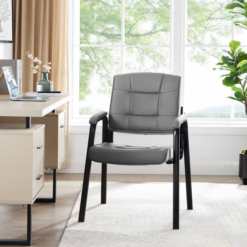 Mindy Office Leather Executive Guest Chair Reception, Conference Waiting Room Chairs with Padded Arms