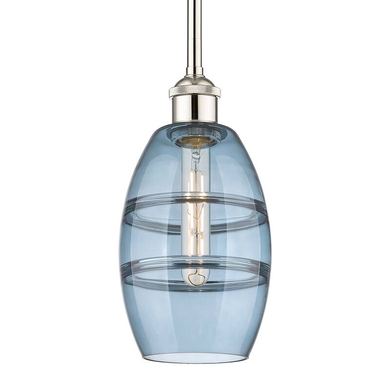 Innovations Lighting 616-1S 8 6 Vaz Pendant Vaz 6" Wide Mini Pendant - Polished Nickel / Princess Blue