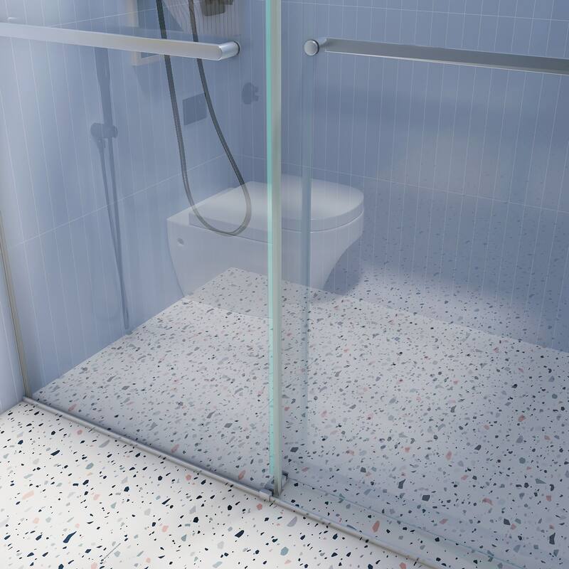 Sliding Frameless Shower Door with 3/8 Inch (10mm) Thick Tampered Glass