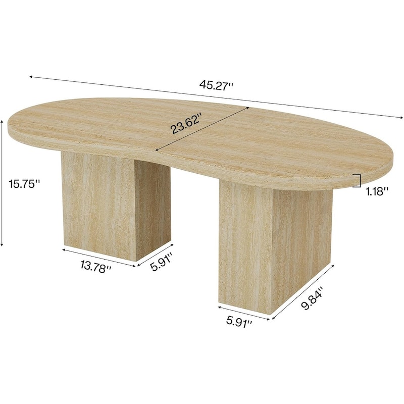 Oval Large Modern Coffee Table, Oak