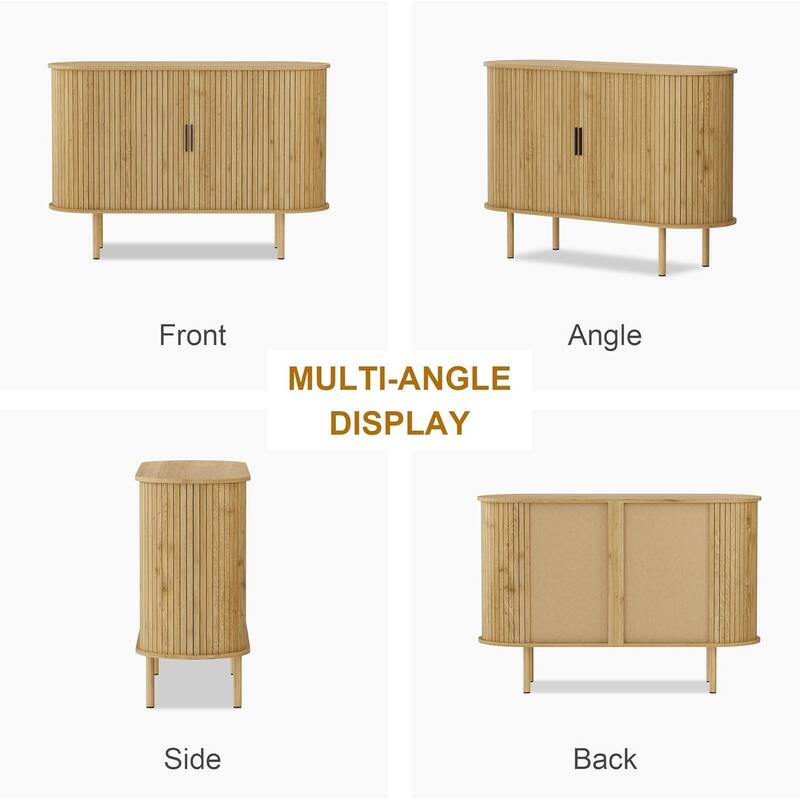 47" Mid-Century Modern Sideboard Buffet Cabinet with Adjustable Shelves, Accent Storage Cabinet