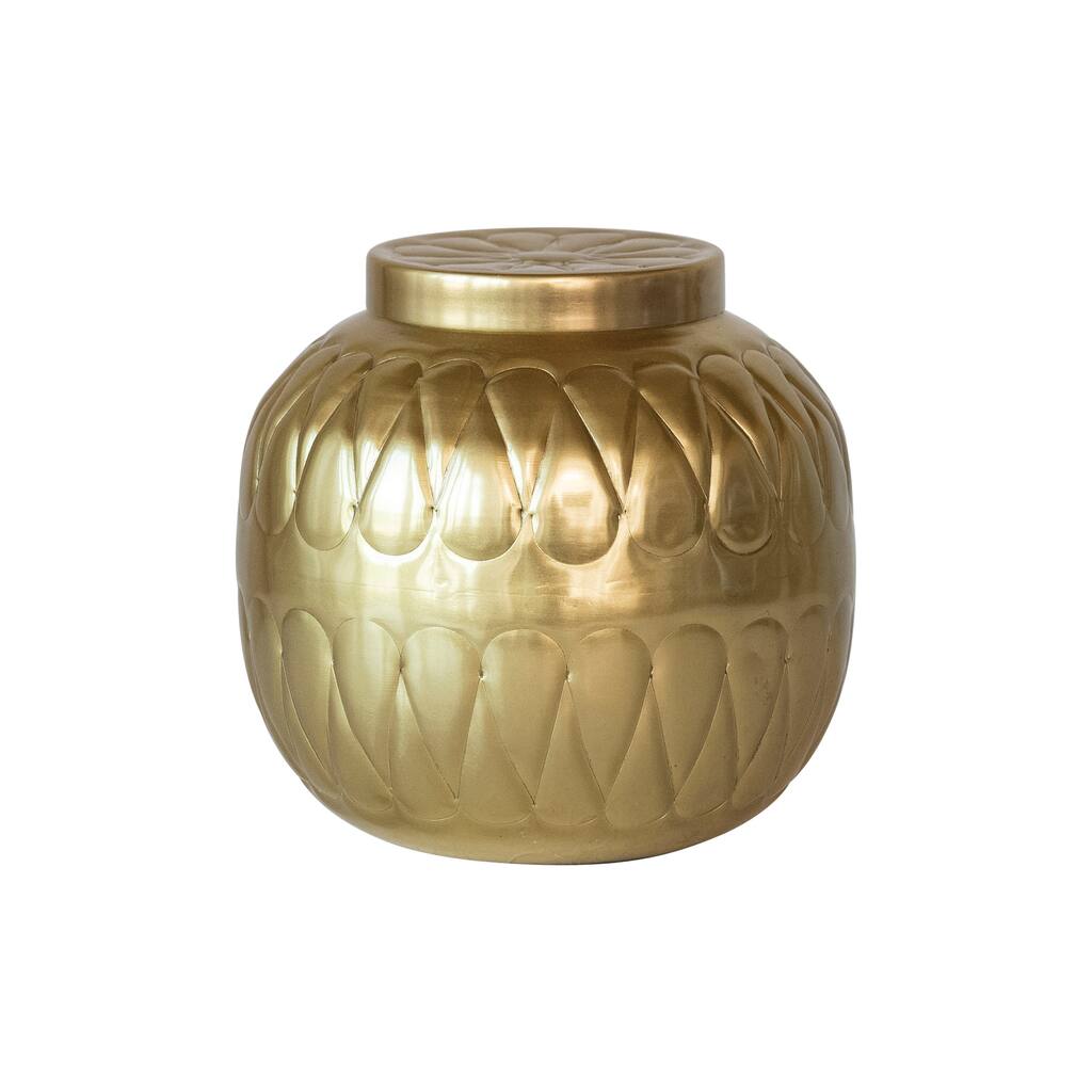 Decorative Embossed Metal Container - 7.8"L x 7.8"W x 7.8"H