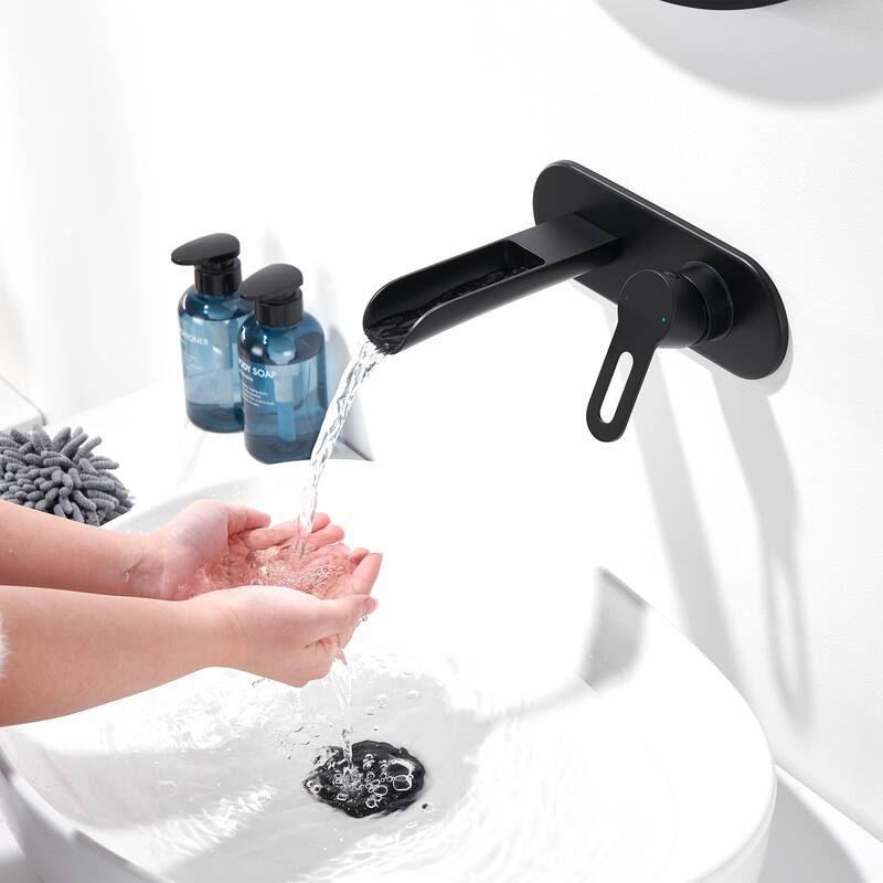 Luxier Vivid Fall 1-Handle Wall Mounted Bathroom Faucet with Valve