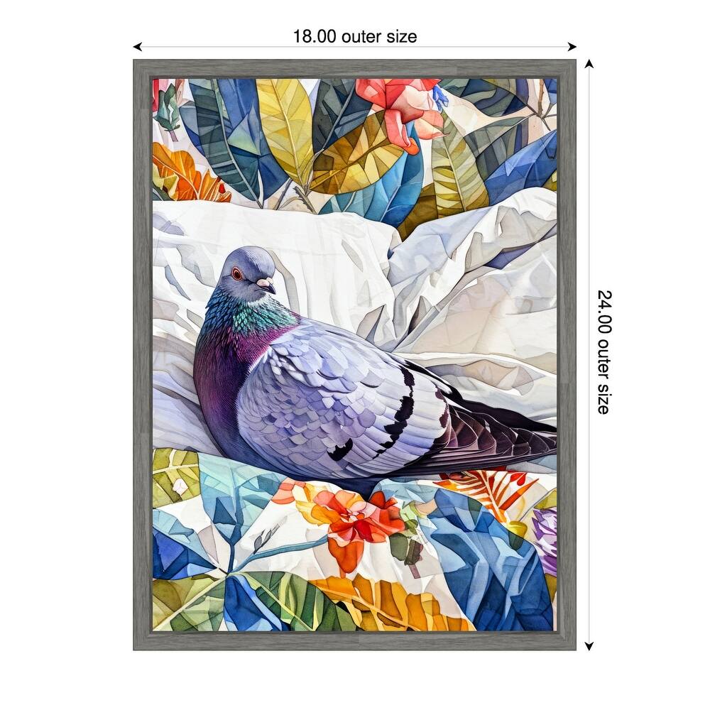 Animal Watercolor Art Bird Dove Pigeon Blue by Justyna Jaszke Framed Canvas Wall Art