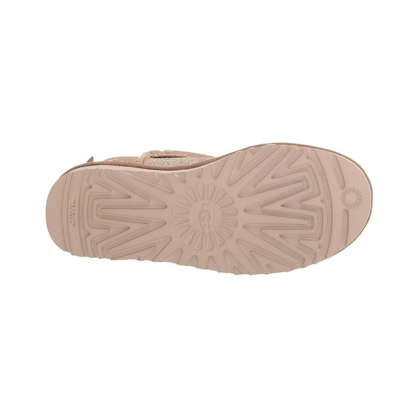 women's bailey bow round toe glitter suede & sheepskin short booties