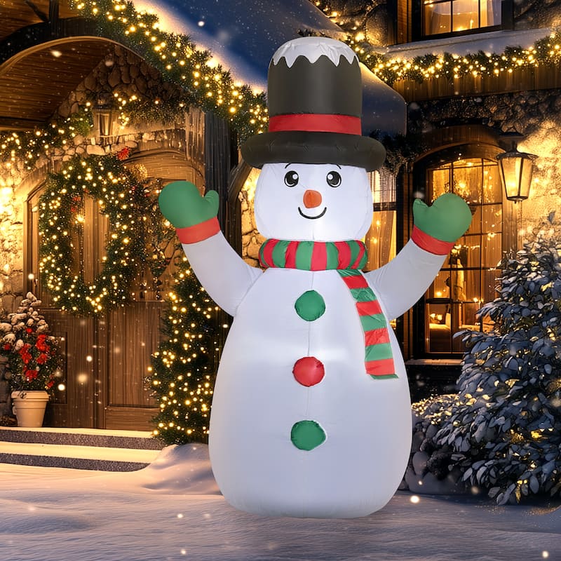 White Polyester LED Inflatable Snowman with Stakes and Sandbags - 60" W x 36" D x 72" H
