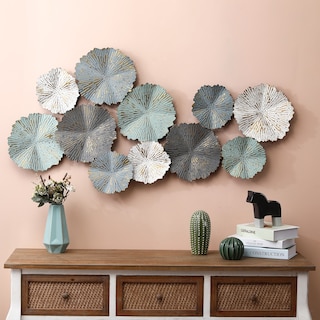 Distressed Multi-Color Abstract Flowers Metal Wall Decor