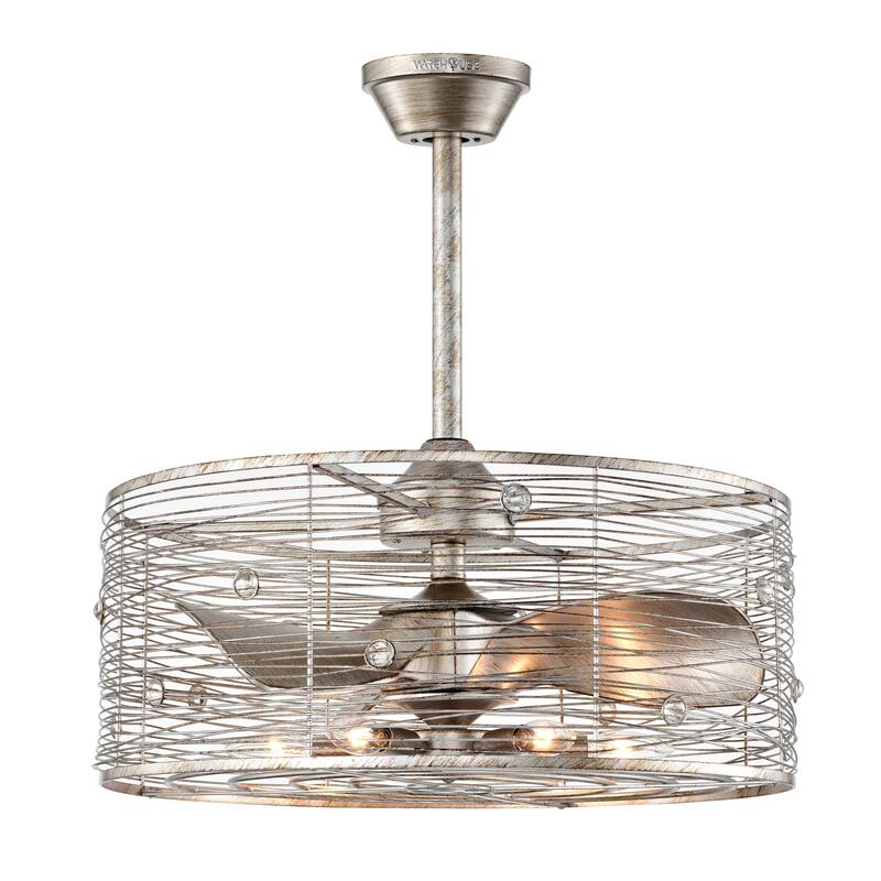 Terrance 23 Inch Antique Finish Crystal Ceiling Fandelier with Remote