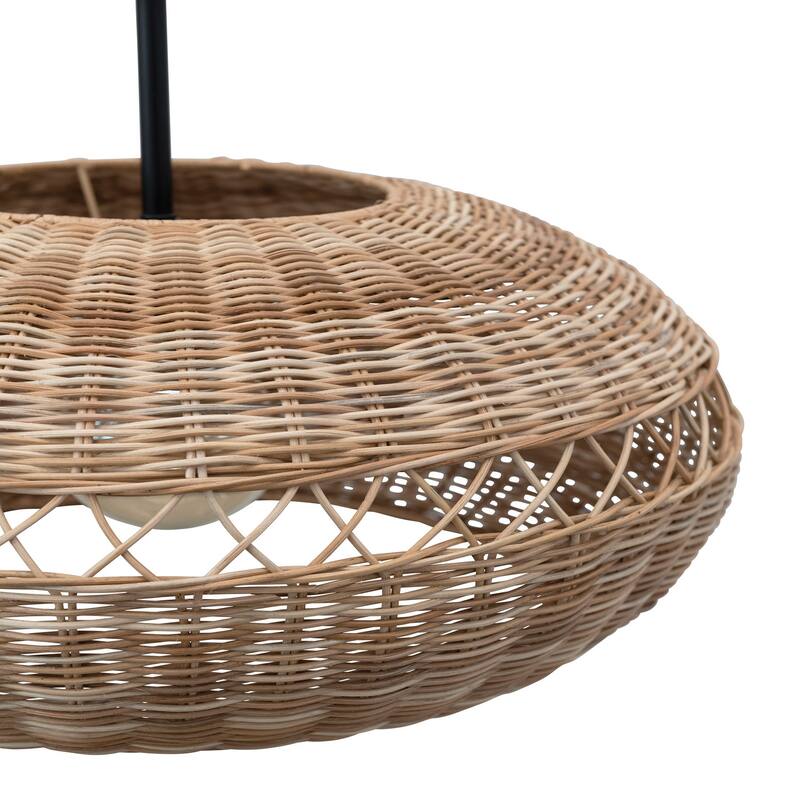 Hand-Woven Rattan Semi-Flush Ceiling Lamp