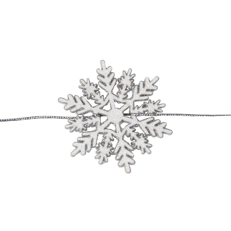 5' White Glitter Dusted Wooden Snowflake Christmas Garland