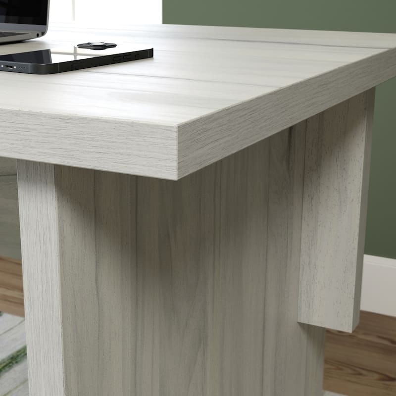 Wood Desk with File Drawer, White
