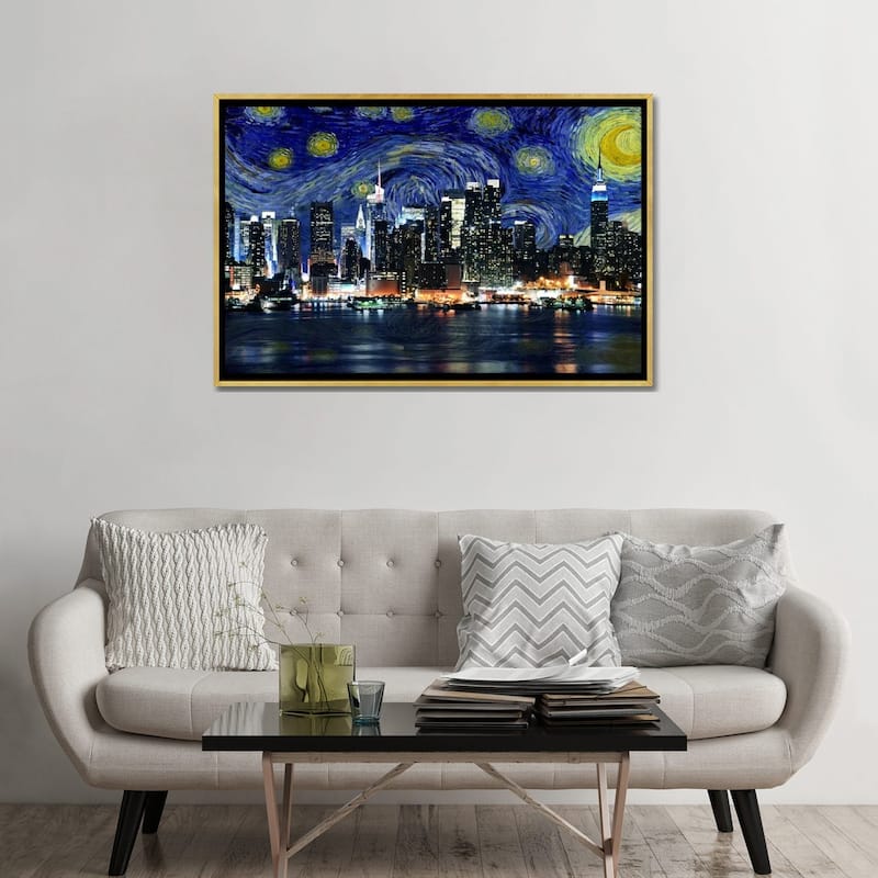 iCanvas "New York City, New York Starry Night Skyline" by 5by5collective Framed Canvas Print