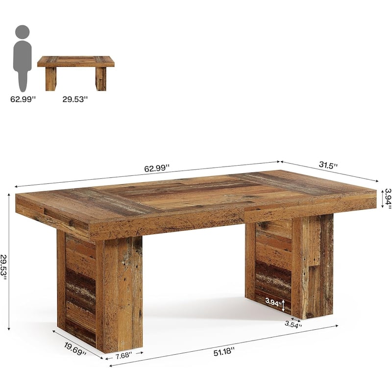 63" Large Executive Computer Desk, Home Office Writing Table, Conference Table Business Workstation for Working, Meeting