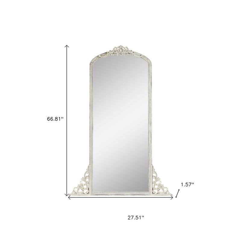 HomeRoots 67" White Solid Wood Framed Full Length Mirror - 27.51 in. x 66.81 in. x 1.57 in.