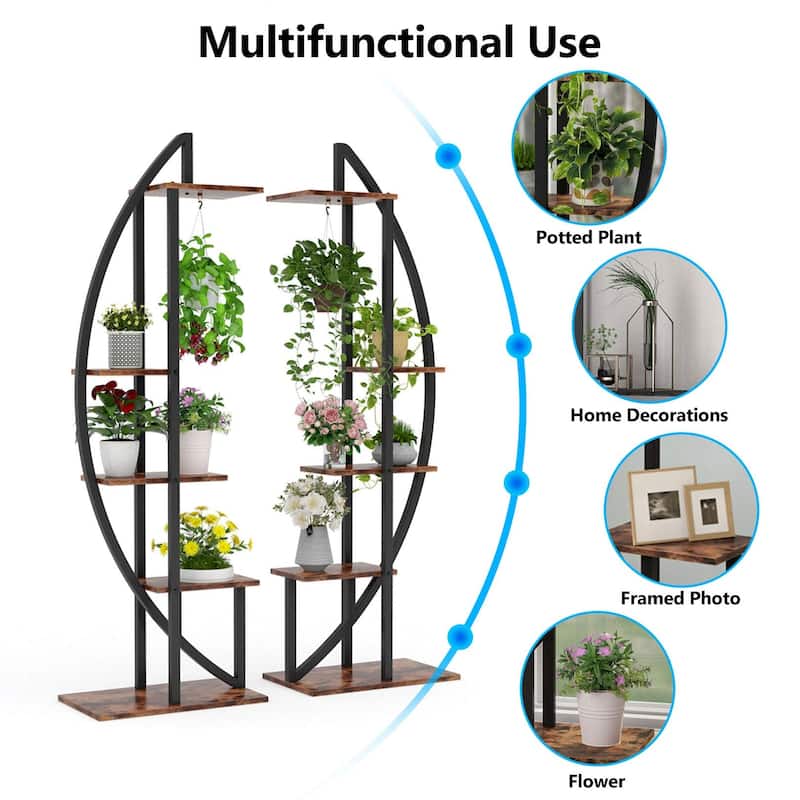 Metal/ MDF 5-tier Curved Plant Stand (Set of 2)