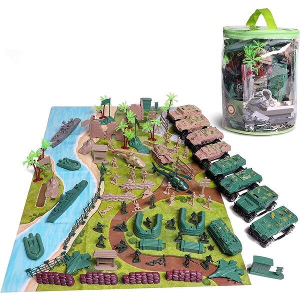 slide 2 of 7, Infinite Curiosity 120 Pcs Army Toys Soldiers Military Action Figures Battlefield Playset Vehicles