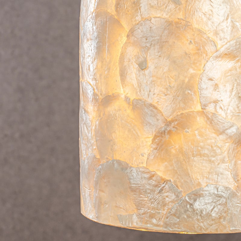 CraftHome Modern Farmhouse Natural Capiz Seashell Pendant Light Coastal Cylinder Hanging Light For Kitchen and Dining Room