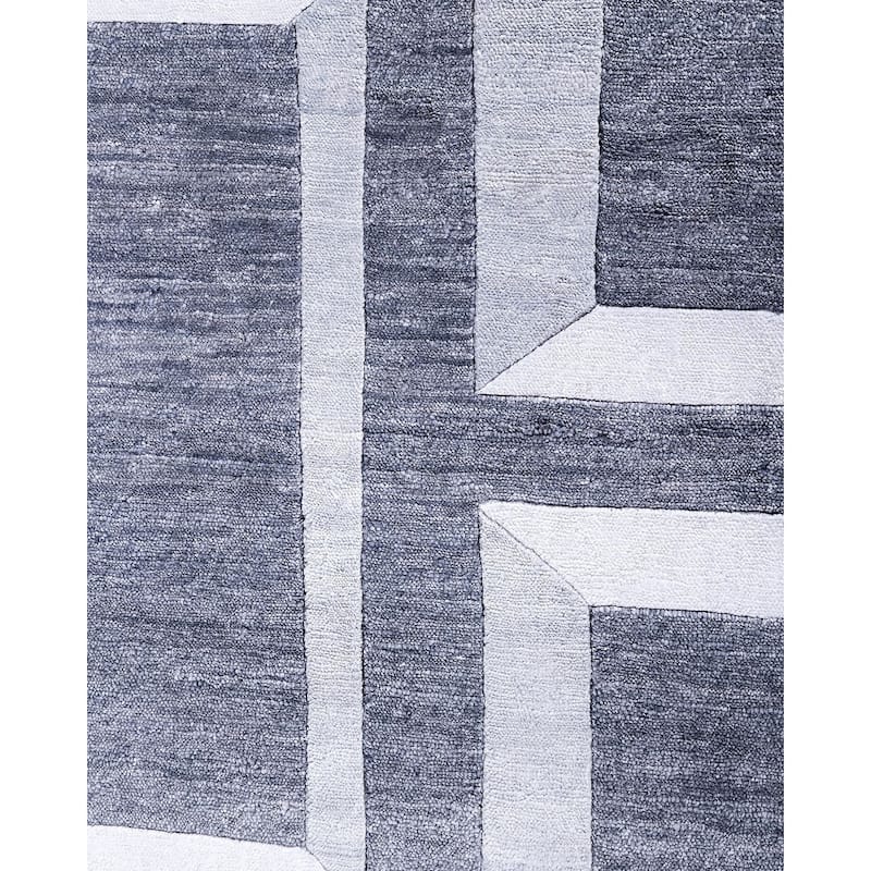 Modern One-of-a-Kind Hand-Knotted Area Rug - Ivory, 8' 2" x 10' 0" - 8' 2" x 10' 0"