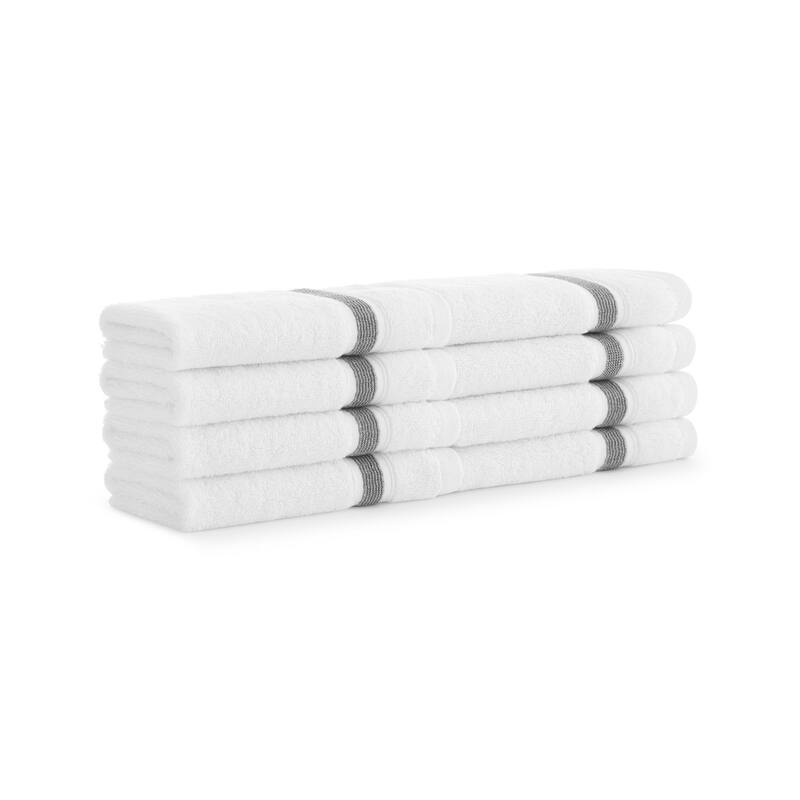 Aston & Arden Aegean Recycled Striped Towel Collection - Washcloth - Set of 8 - Dark Gray