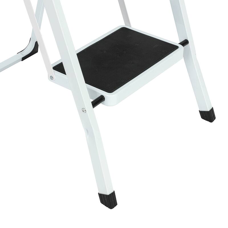 330 lb Capacity 3-Step White Iron Folding Step Stool Ladder