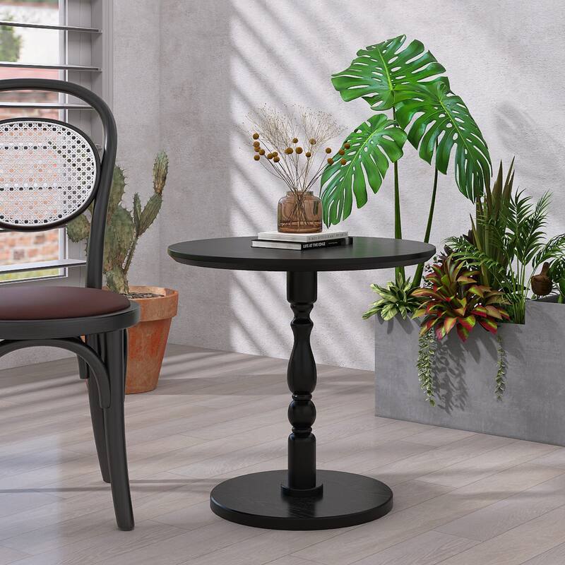 23"Accent Round Table, Round Side Table, Small Table for Small Spaces, Modern Accent Nightstand with Solid Wood Leg