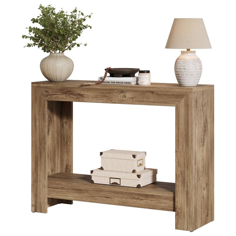 41.34-inch Rectangle Wood Console Table Simple Geometric Entryway Accent Table