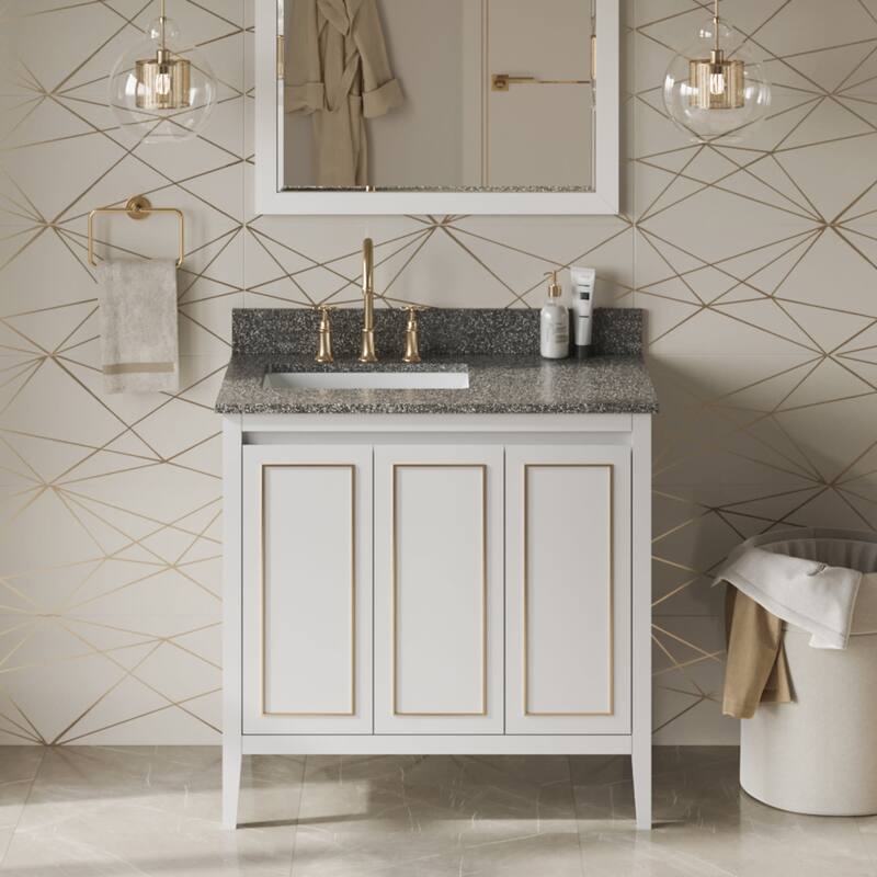 Jeffrey Alexander VKITPER36R-MARBLE Percival II 36" Free Standing - White / Boulder - Painted