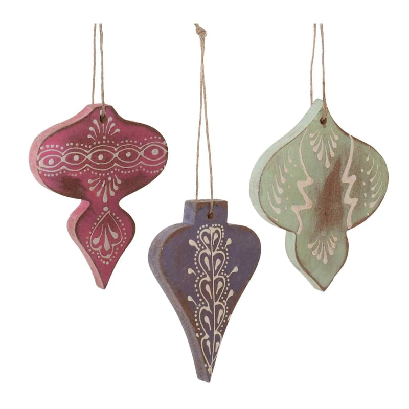 Painted Finial Christmas Ornaments - 4.25" - Multi-Color - 6ct