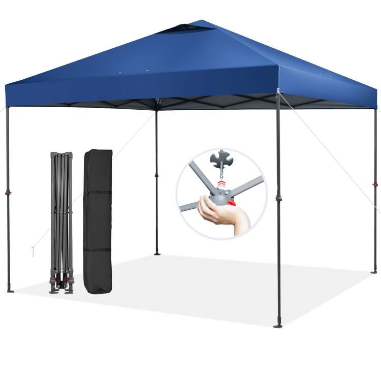 10 x 10 Feet Foldable Outdoor Instant Pop-up Canopy with Carry Bag - 10 x 10 x 6.3-9.4 ft