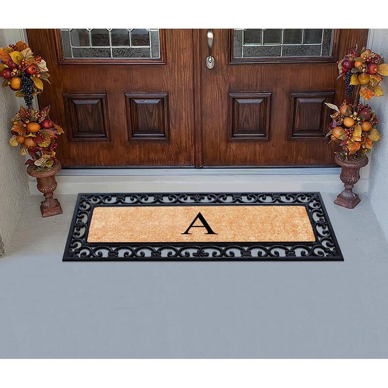 A1HC Exclusive Hand Crafted Myla Monogrammed Entry Doormat, 18" x 48"
